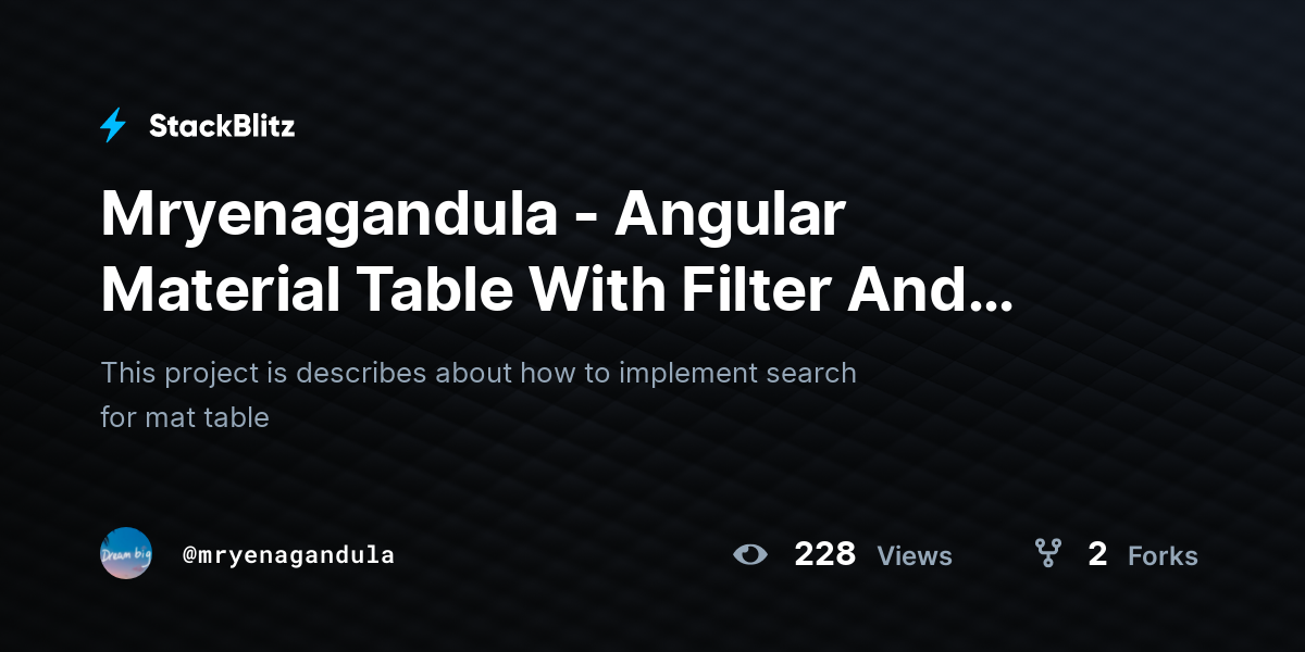 Overview Of Angularjs Material Table With Search