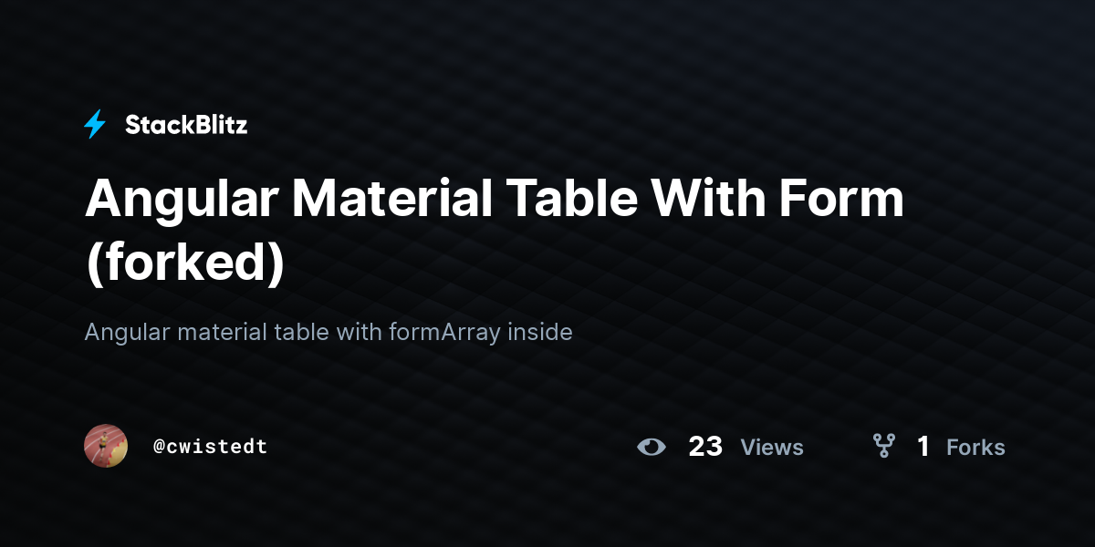 Angular Material Table With Form (forked) - StackBlitz
