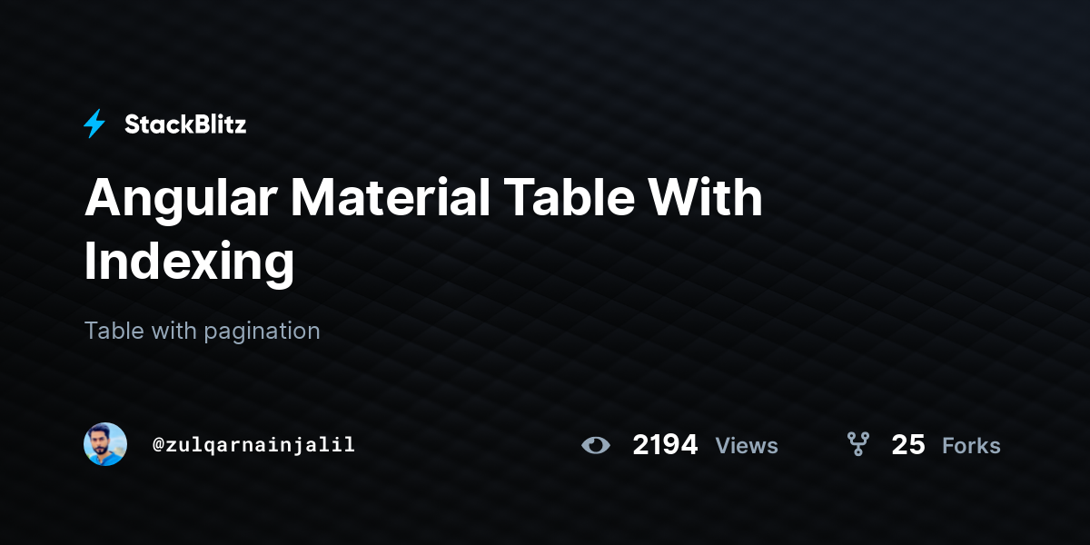 Angular Material Table With Indexing - StackBlitz