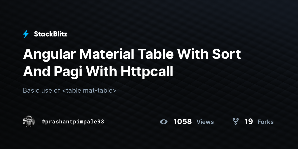 Angular Material Table With Sort And Pagi With Httpcall - StackBlitz