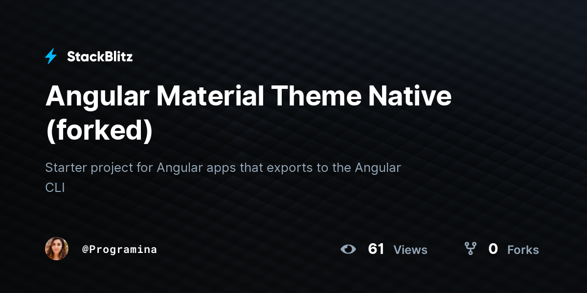 Angular Material Theme Native (forked) - StackBlitz