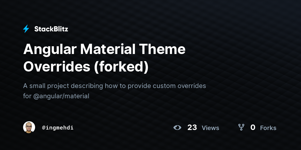 Angular Material Theme Overrides (forked) - StackBlitz