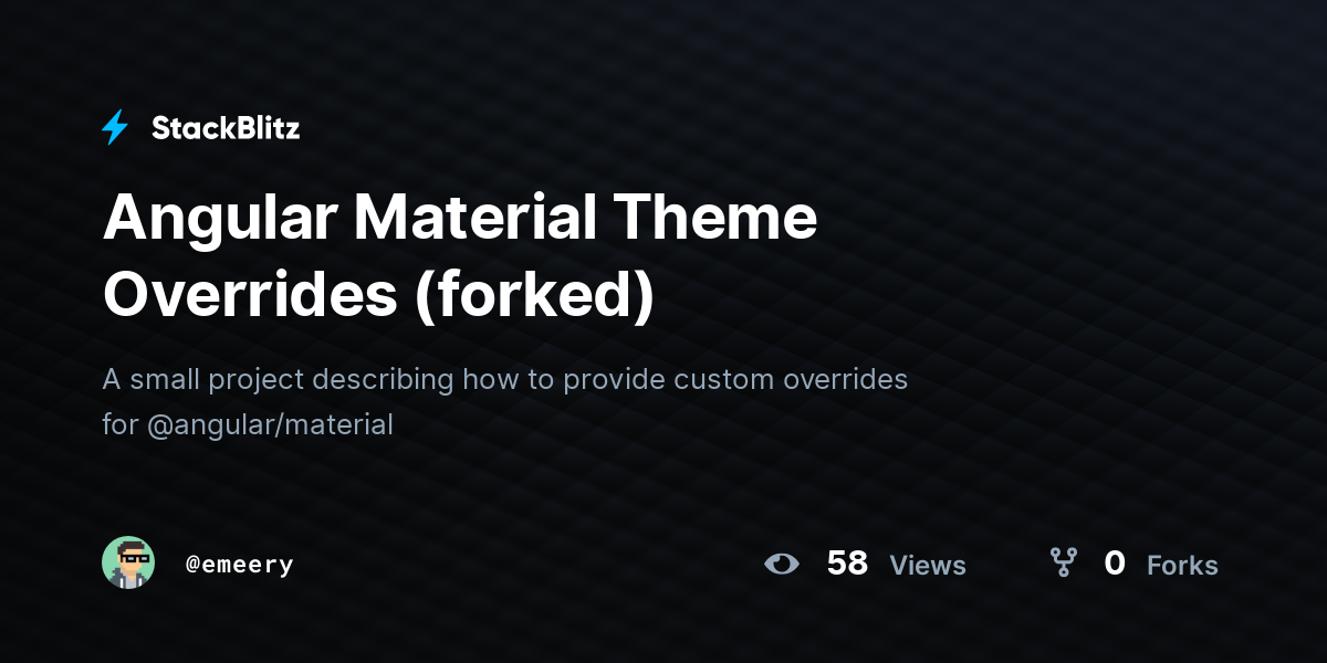 Angular Material Theme Overrides (forked) - StackBlitz