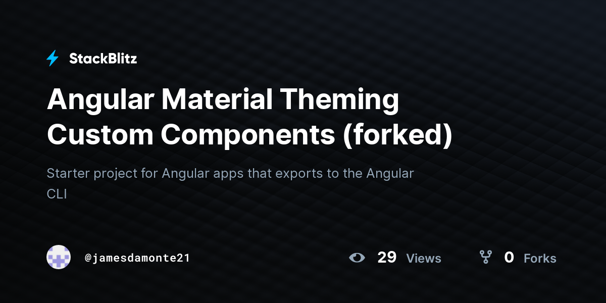 Angular Material Theming Custom Components (forked) StackBlitz