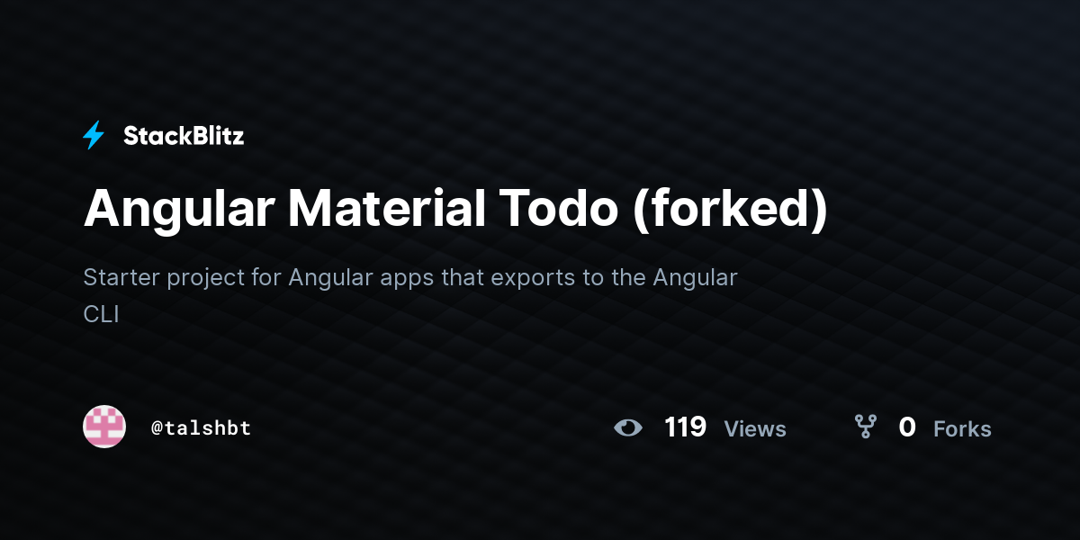 Angular Material Todo (forked) - StackBlitz