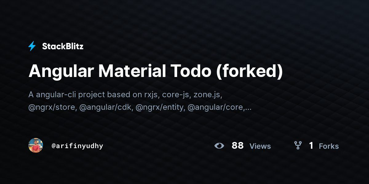 Angular Material Todo (forked) - StackBlitz