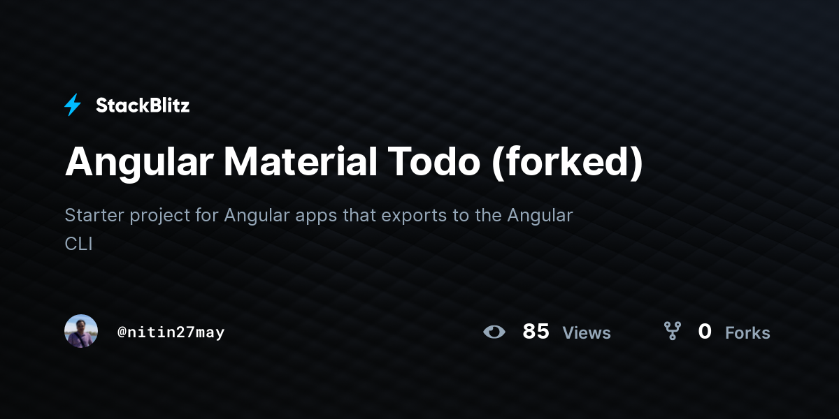 Angular Material Todo (forked) - StackBlitz