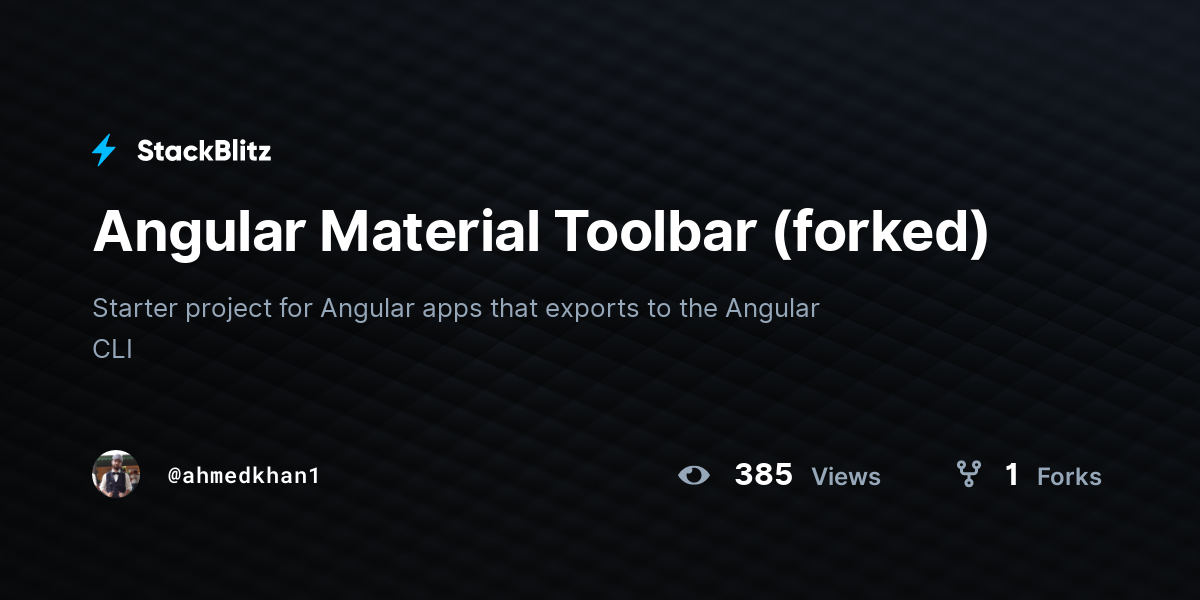 Angular Material Toolbar (forked) - StackBlitz