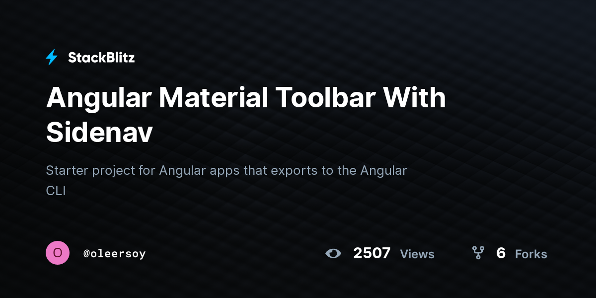 Angular Material Toolbar With Sidenav - StackBlitz