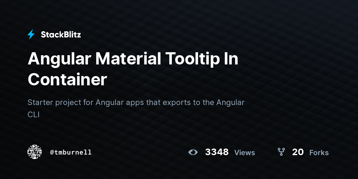 Angular Material Tooltip In Container - StackBlitz