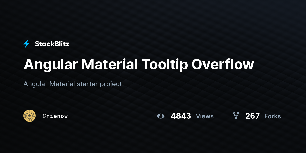 Angular Material Tooltip Overflow StackBlitz