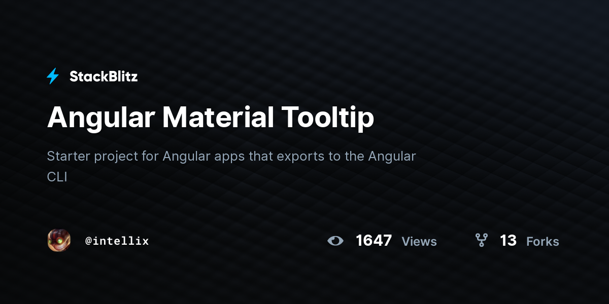 Angular Material Tooltip - StackBlitz