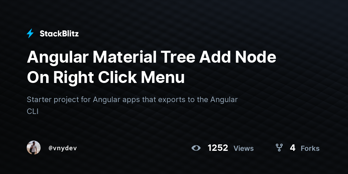 Angular Material Tree Add Node On Right Click Menu StackBlitz