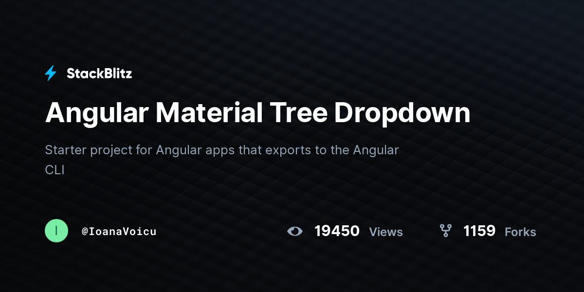 Angular Material Tree Dropdown - StackBlitz