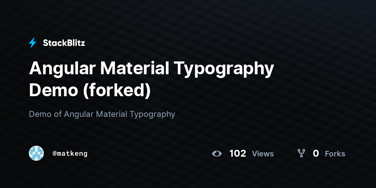 Angular Material Typography Demo (forked) - StackBlitz