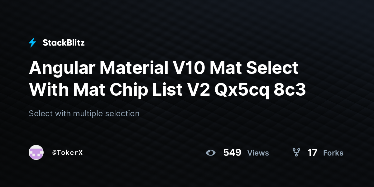 Angular Material V10 Mat Select With Mat Chip List V2 Qx5cq 8c3 ...