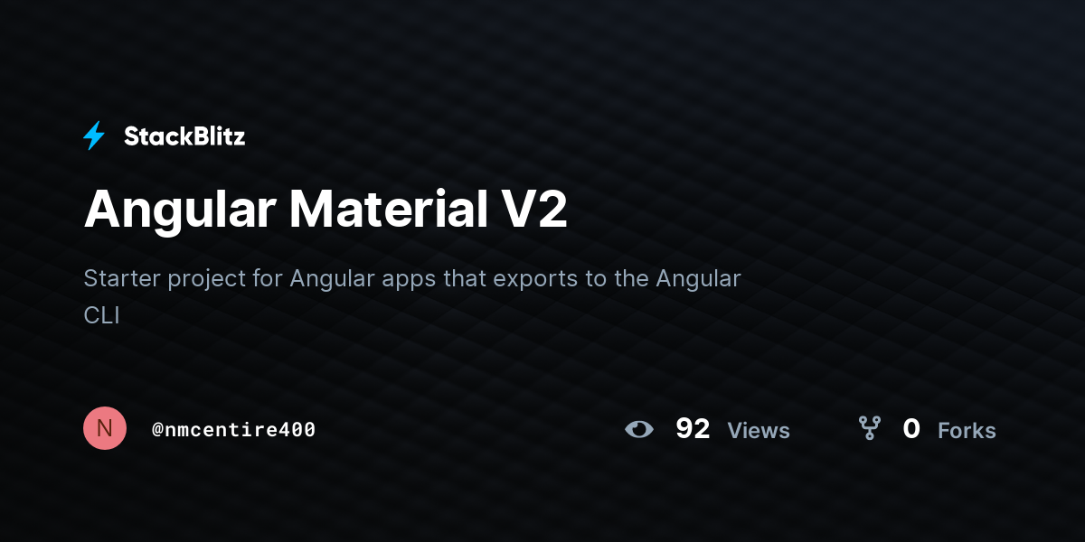 Angular Material V2 - StackBlitz