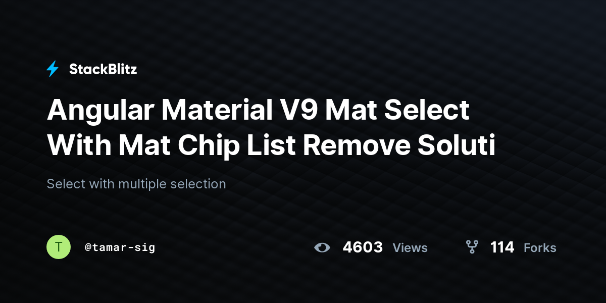 Angular Material V9 Mat Select With Mat Chip List Remove Soluti ...