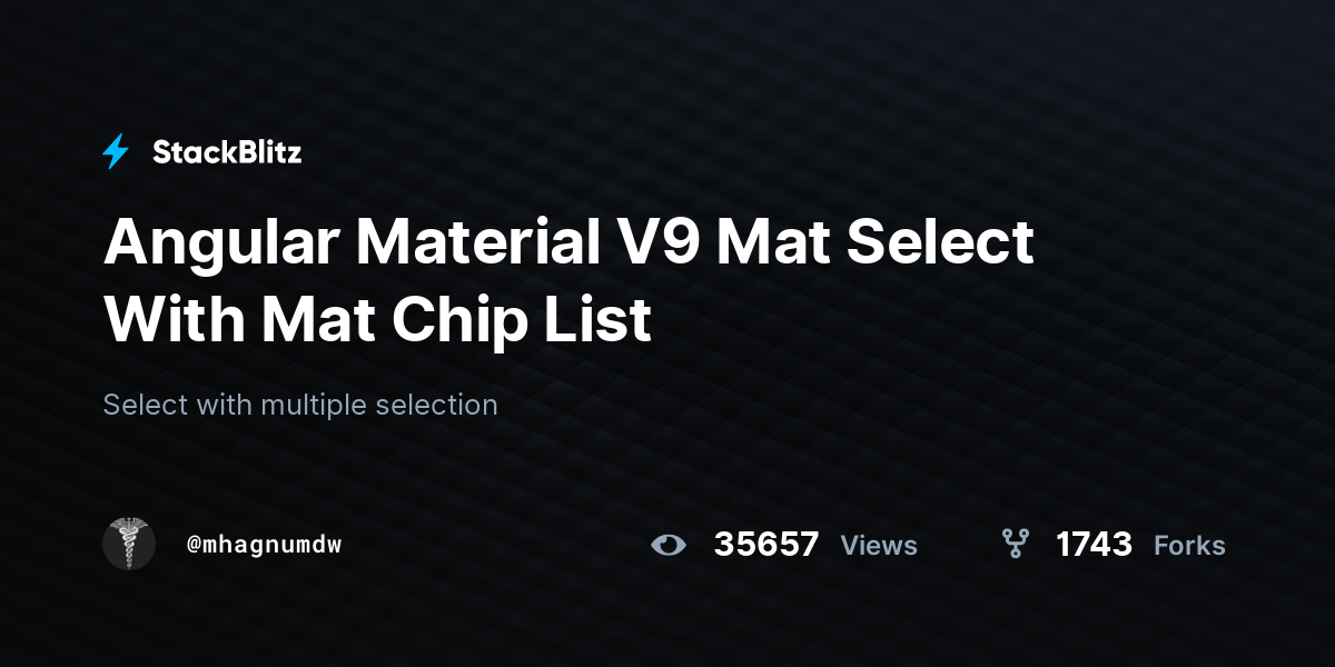 Angular Material V9 Mat Select With Mat Chip List StackBlitz
