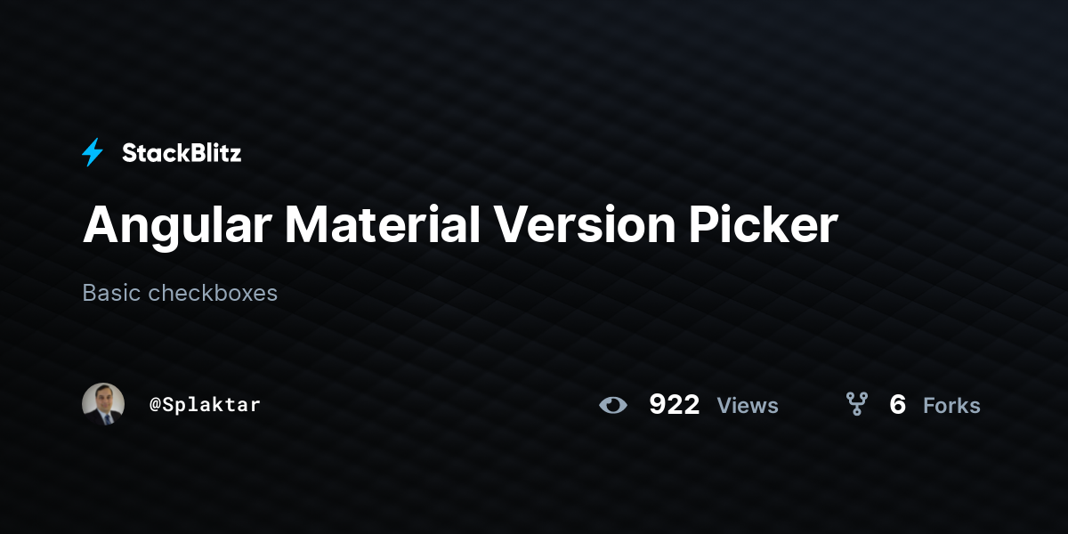 Angular Material Version Picker - StackBlitz