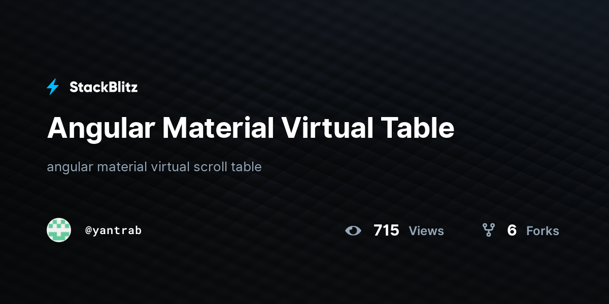 Angular Material Virtual Table - StackBlitz