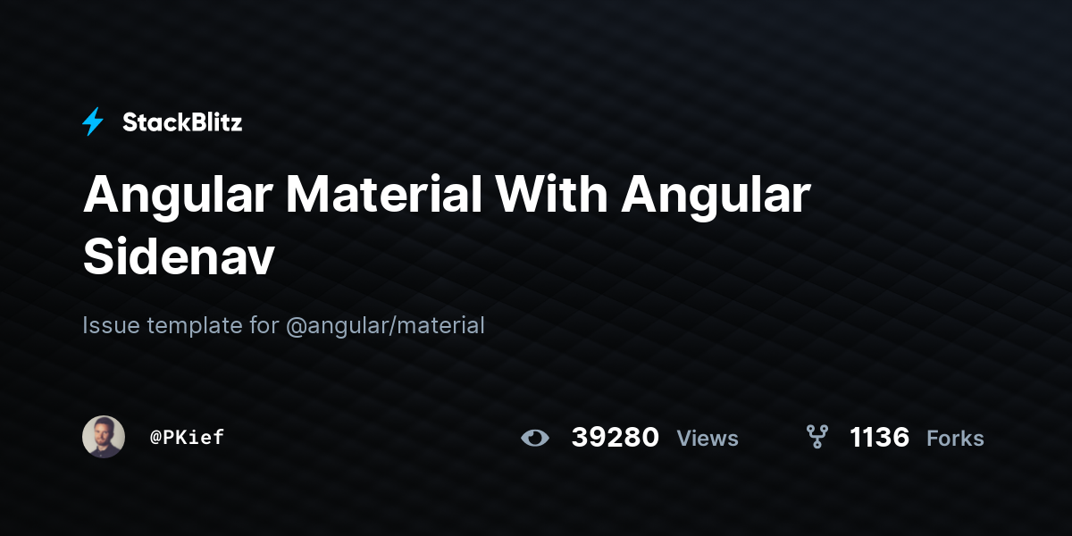 Angular Material With Angular Sidenav StackBlitz