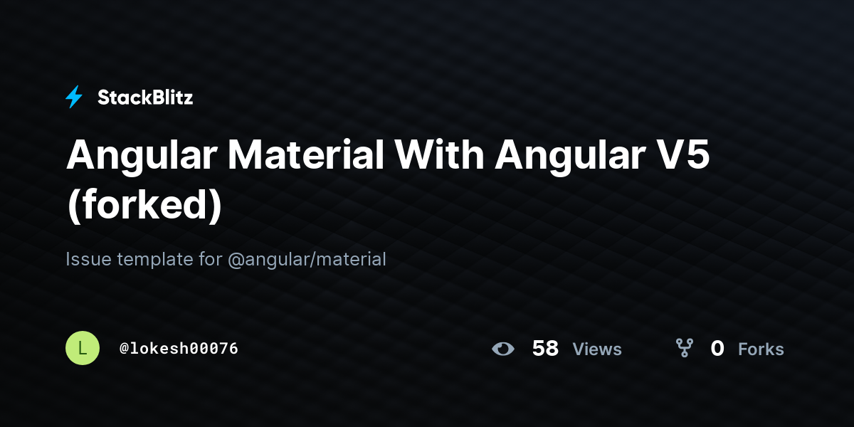 Angular Material With Angular V5 (forked) - StackBlitz