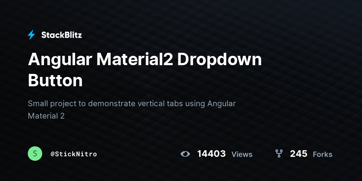 Angular Material2 Dropdown Button - StackBlitz