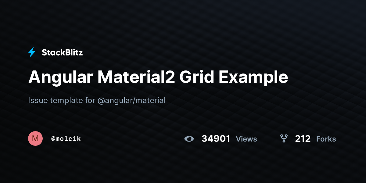 Angular Material2 Grid Example - StackBlitz