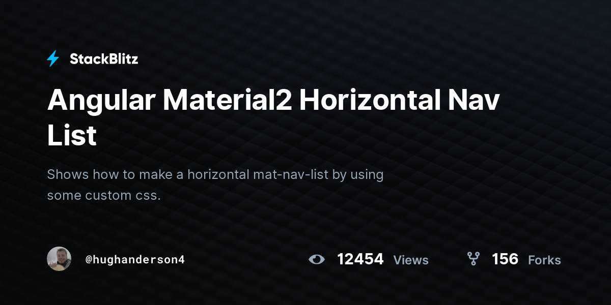 Angular Material2 Horizontal Nav List StackBlitz