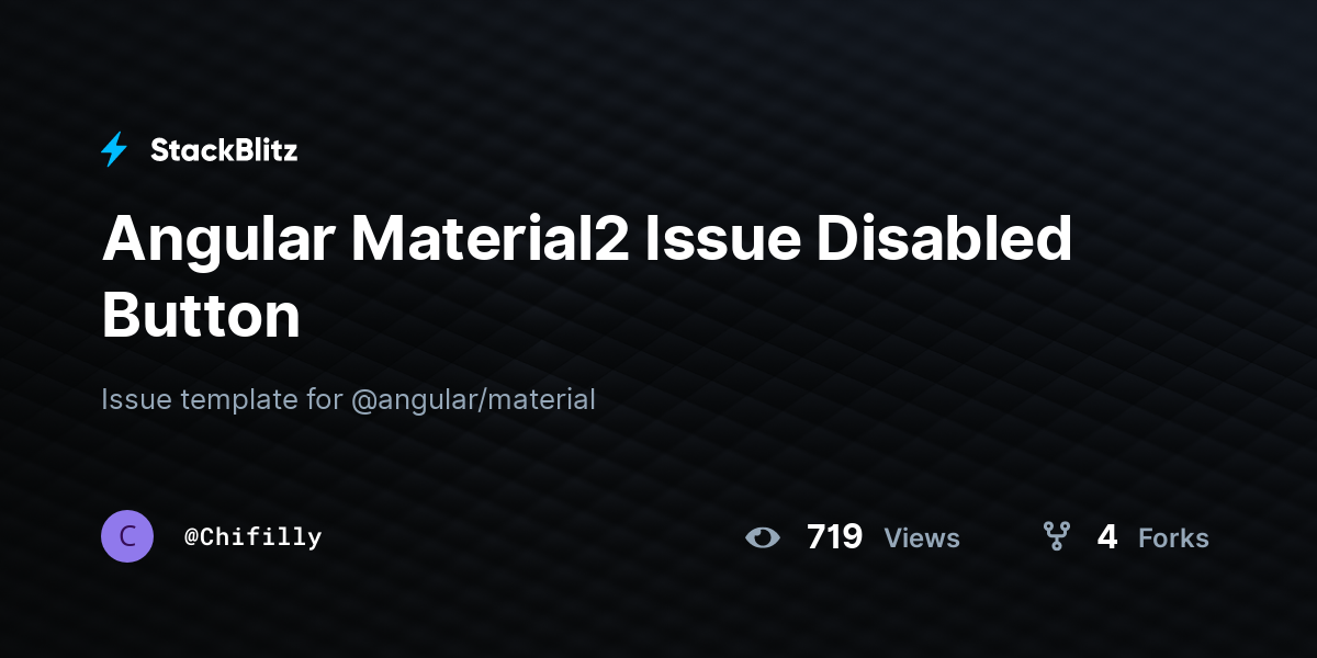 Angular Material2 Issue Disabled Button - StackBlitz