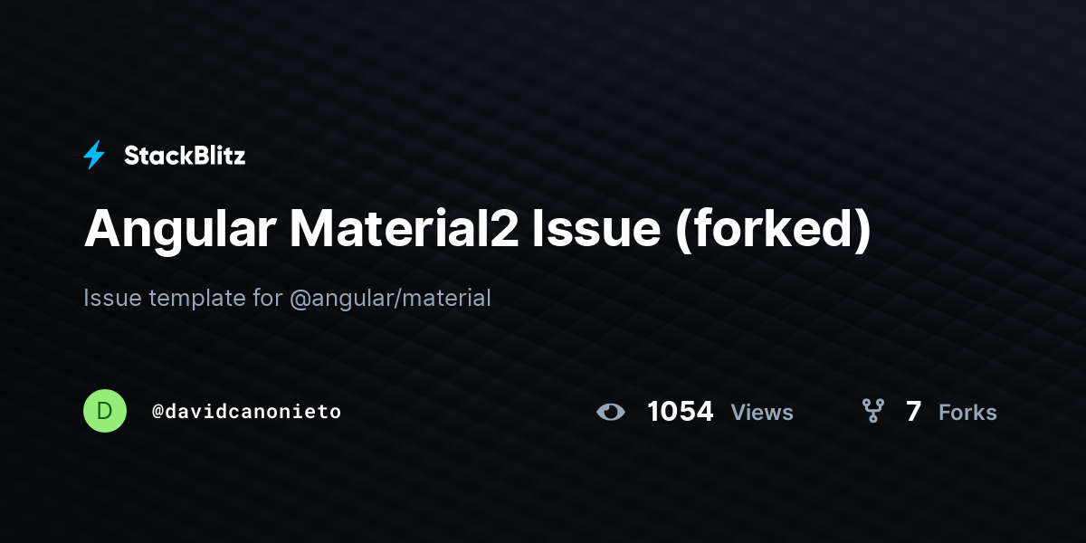 Angular Material2 Issue (forked) - StackBlitz
