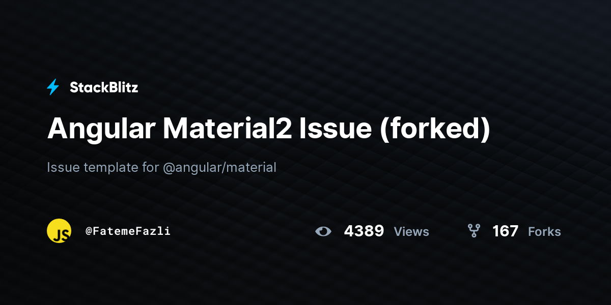 Angular Material2 Issue (forked) - StackBlitz