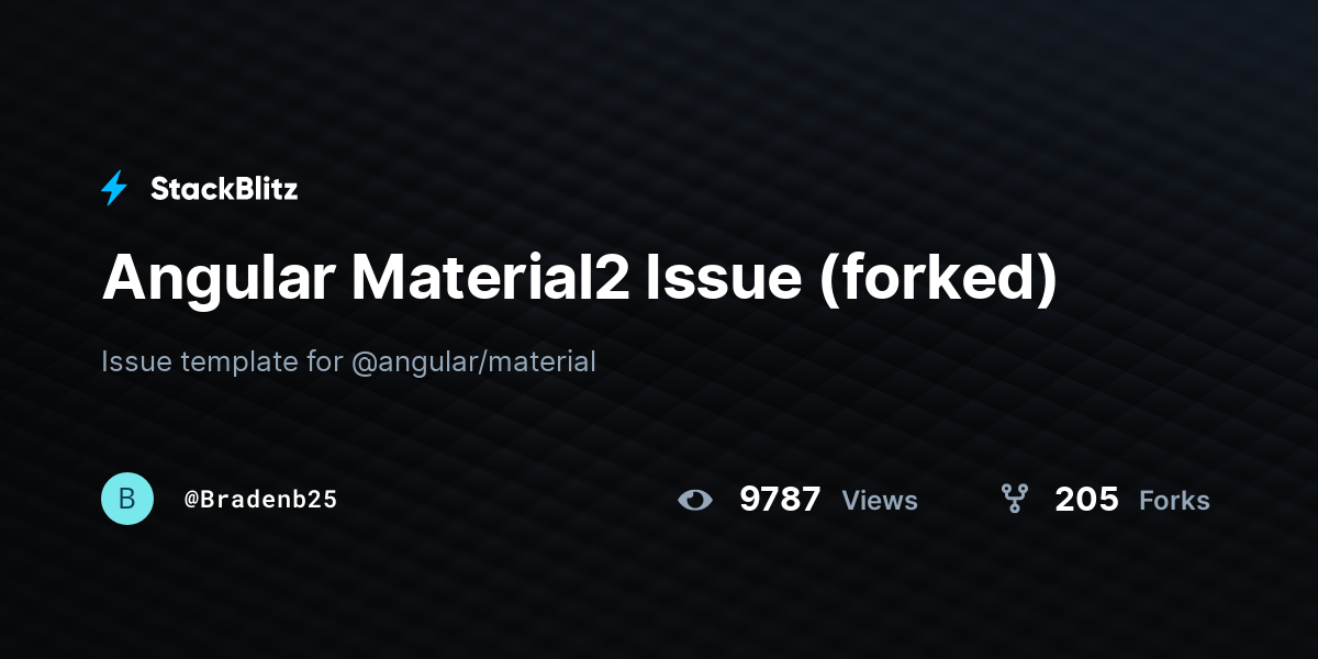 Angular Material2 Issue (forked) - StackBlitz