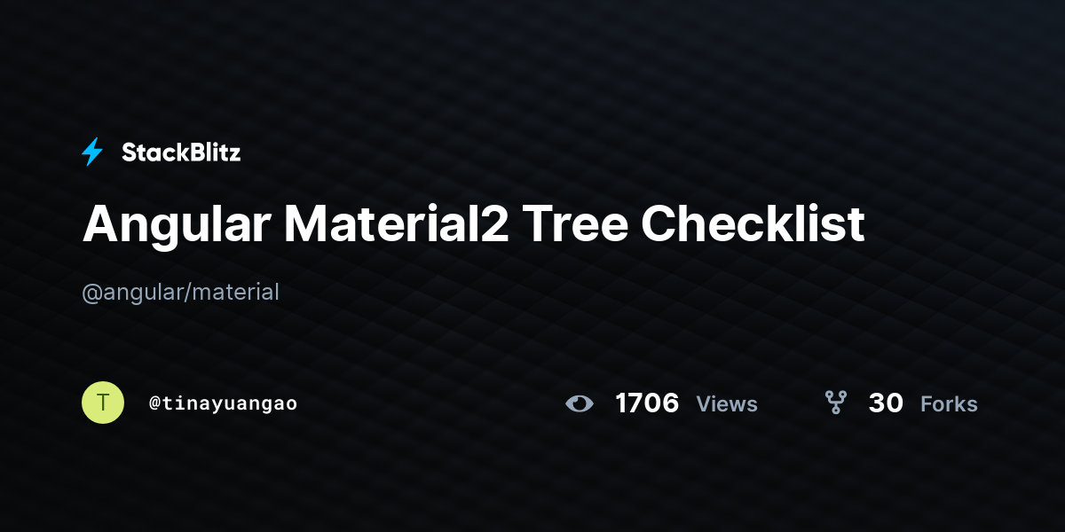 Angular Material2 Tree Checklist - StackBlitz