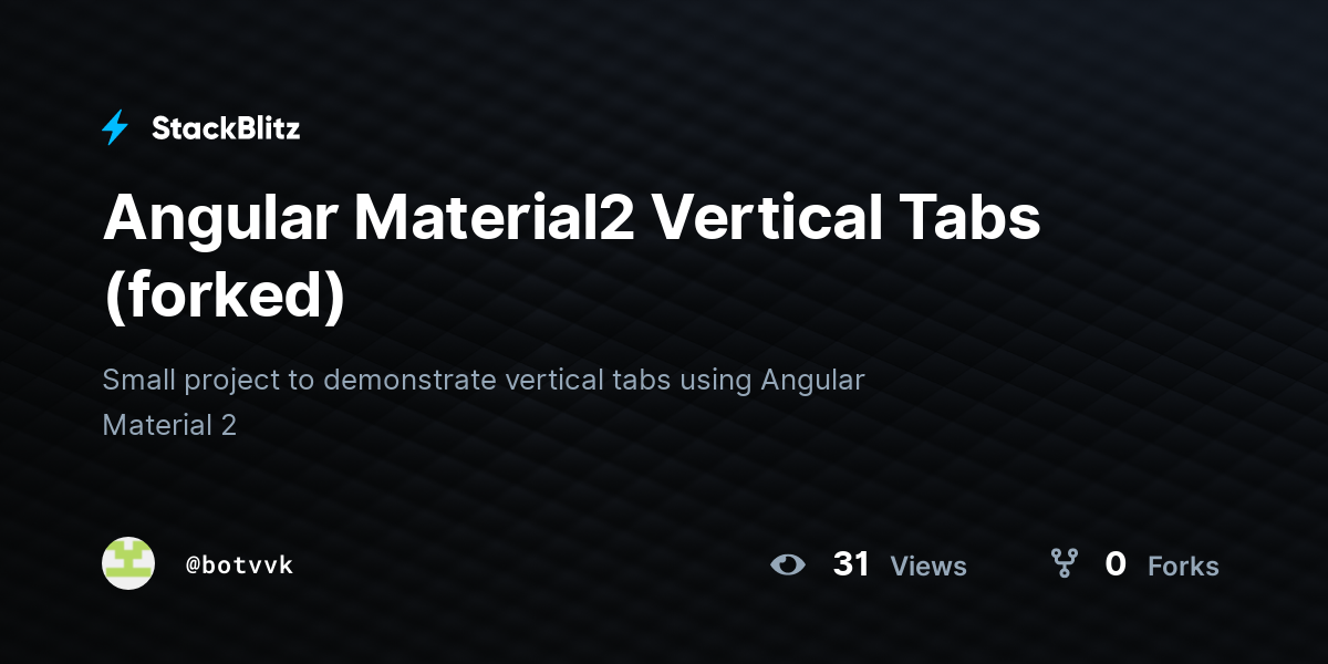 Angular Material2 Vertical Tabs (forked) - StackBlitz