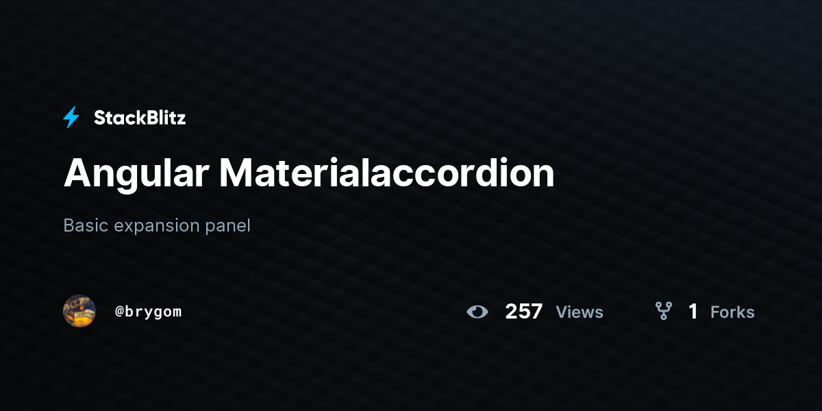 Angular Materialaccordion - StackBlitz