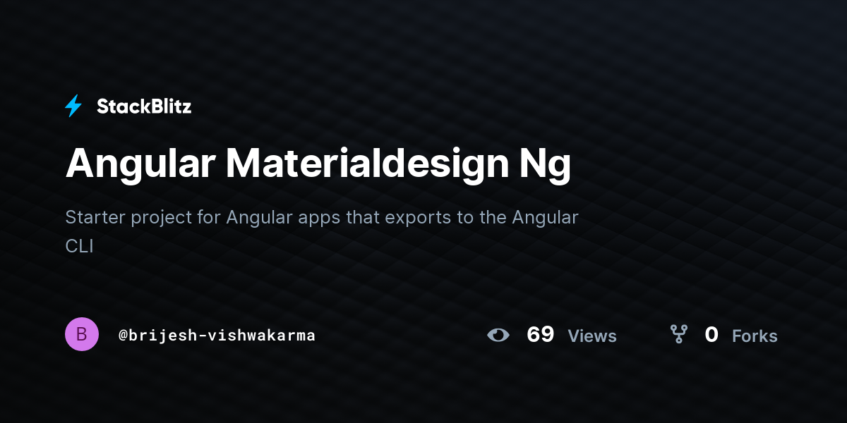Angular Materialdesign Ng - StackBlitz