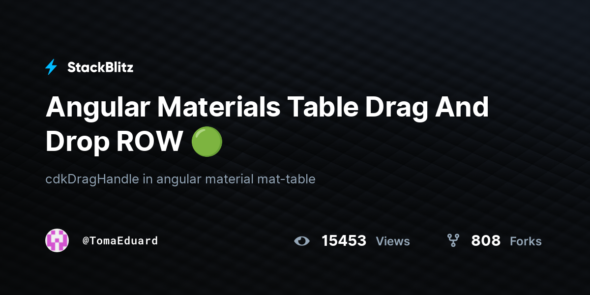 Angular Materials Table Drag And Drop ROW 🟢 StackBlitz