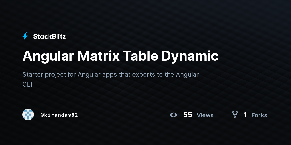 Angular Matrix Table Dynamic - StackBlitz