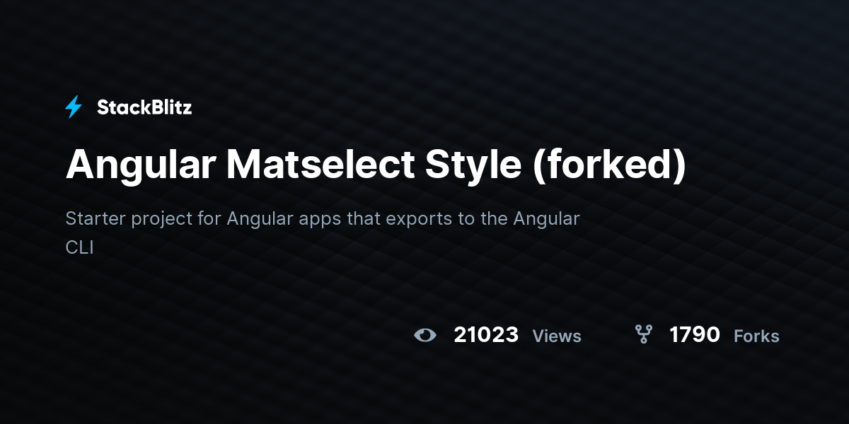 Angular Matselect Style (forked) - StackBlitz
