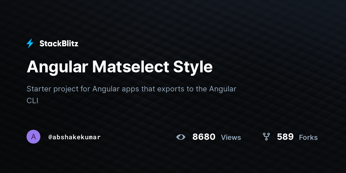 Angular Matselect Style - StackBlitz