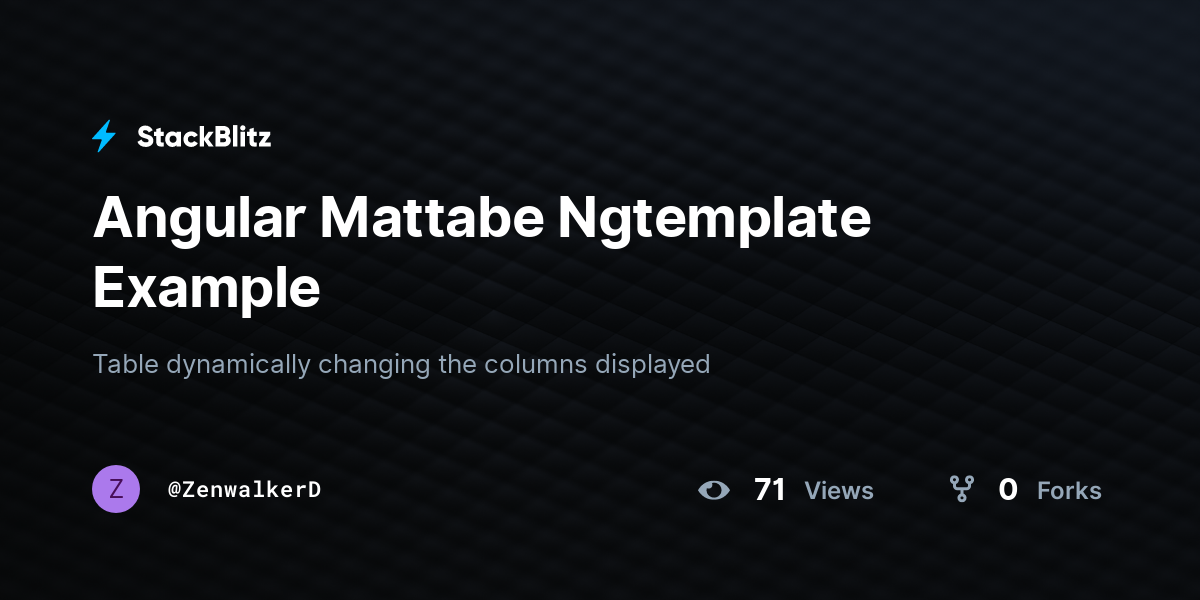 Angular Mattabe Ngtemplate Example - StackBlitz