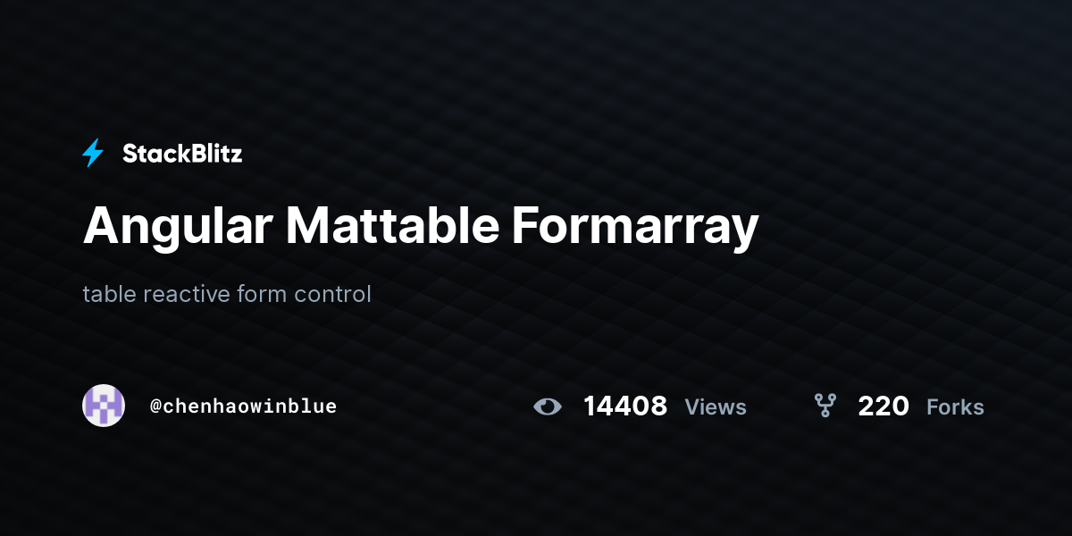 Angular Mattable Formarray - StackBlitz