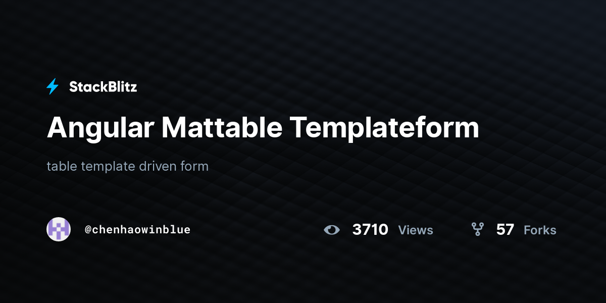 Angular Mattable Templateform - StackBlitz