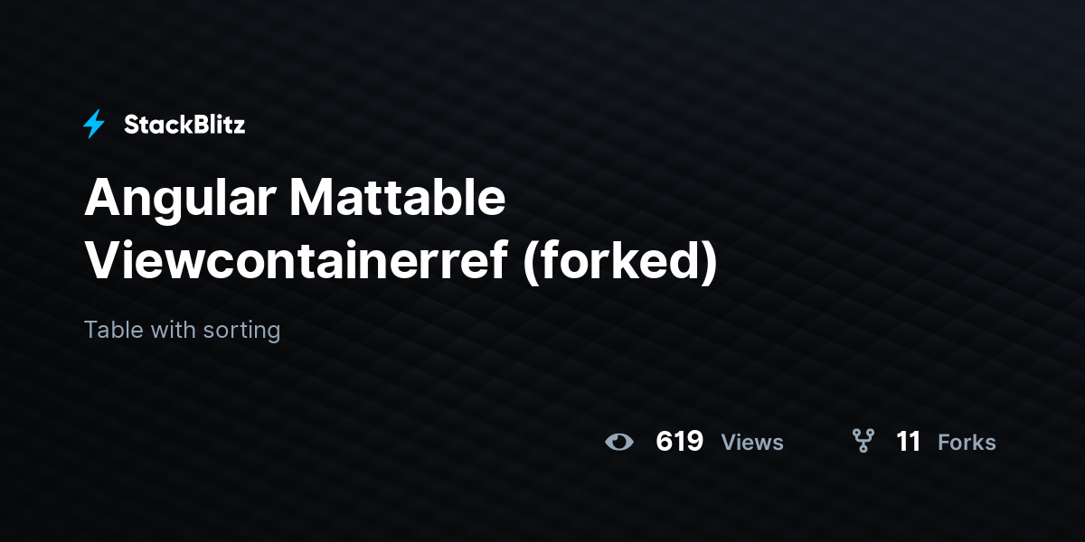 Angular Mattable Viewcontainerref (forked) - StackBlitz