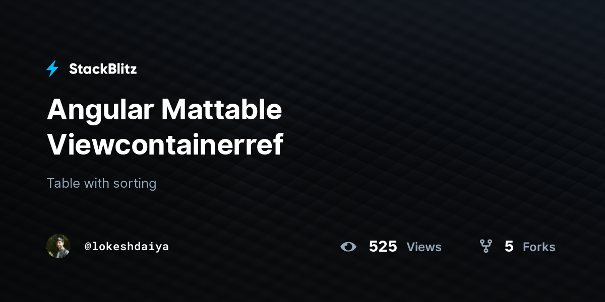 Angular Mattable Viewcontainerref - StackBlitz