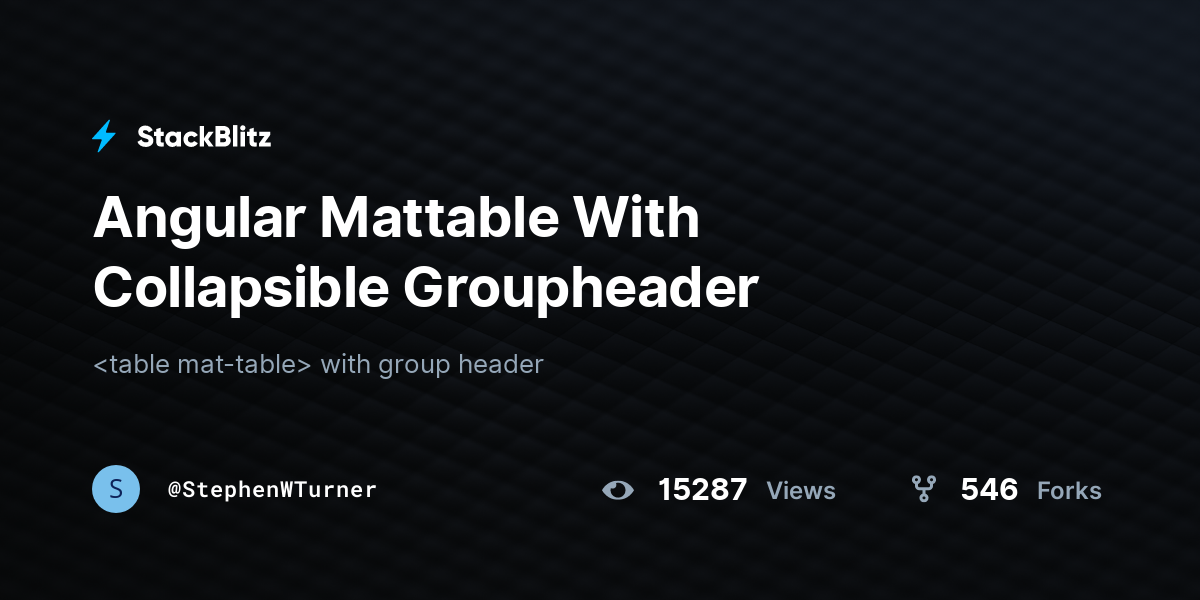 Angular Mattable With Collapsible Groupheader StackBlitz