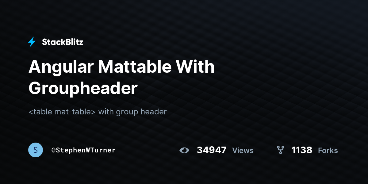 Angular Mattable With Groupheader StackBlitz
