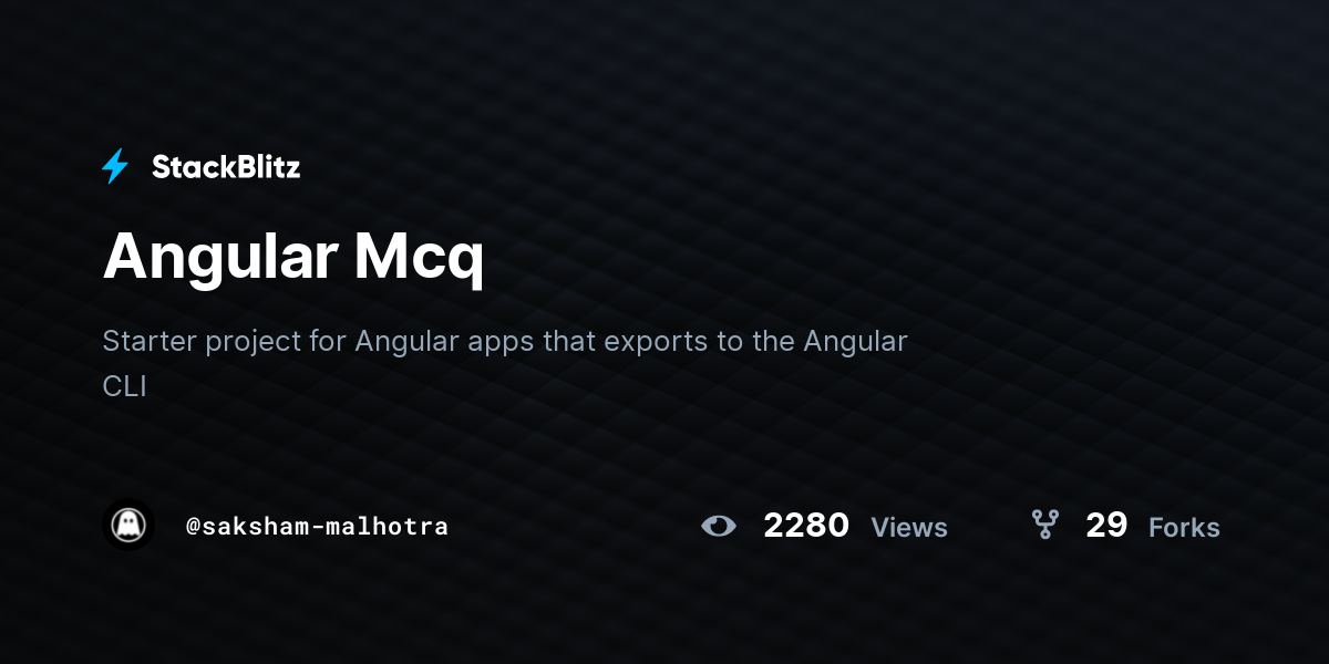 Angular mcq stackblitz